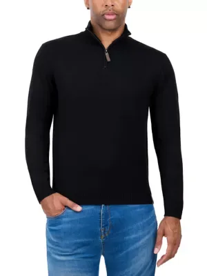 Spring + Mercer Quarter Zip Mock Neck Sweater by Spring  Mercer