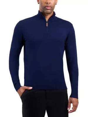 Spring + Mercer Quarter Zip Mock Neck Sweater by Spring  Mercer