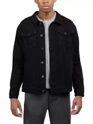 Saddle Stitch Color Denim Jacket with Flap Pocket by Cultura