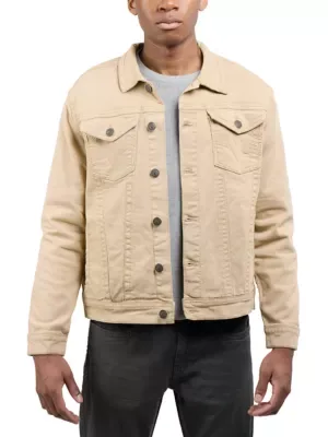 Saddle Stitch Color Denim Jacket with Flap Pocket