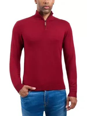 Spring + Mercer Quarter Zip Mock Neck Sweater by Spring  Mercer