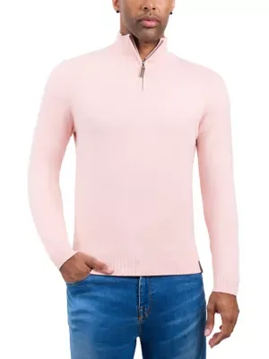 Spring + Mercer Quarter Zip Mock Neck Sweater by Spring  Mercer