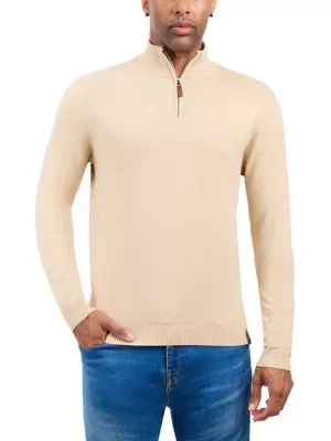 Spring + Mercer Quarter Zip Mock Neck Sweater by Spring  Mercer