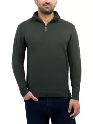 Spring + Mercer Quarter Zip Mock Neck Sweater by Spring  Mercer