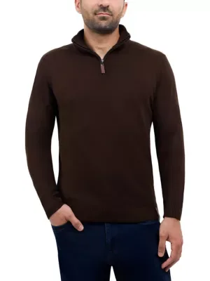 Spring + Mercer Quarter Zip Mock Neck Sweater by Spring  Mercer