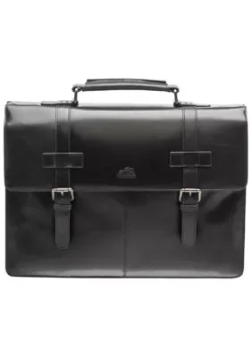 Buffalo Double Compartment Flap Briefcase with RFID Secure Pocket for 15.6 Laptop / Tablet by Mancini