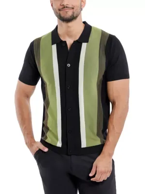 Spring + Mercer Stripe Short Sleeve Sweater Polo by Spring  Mercer