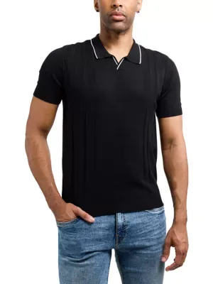 Johnny Collar Textured Stripe Sweater Polo by X