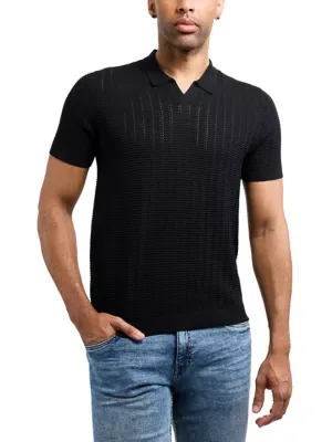 Johnny Collar Textured Rib Rows Sweater Polo by X