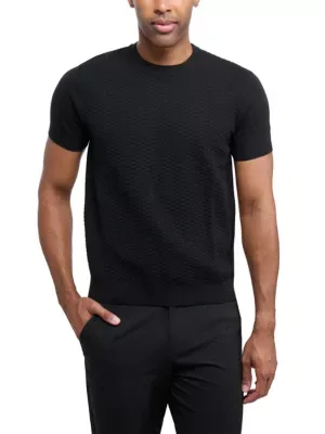 RAY Short Sleeve Checkered Crewneck Sweater by X