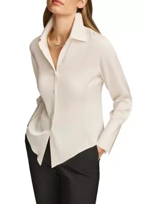 Donna Karan Long Sleeve Satin Shirt by Donna Karan