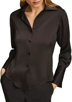 Donna Karan Long Sleeve Satin Shirt