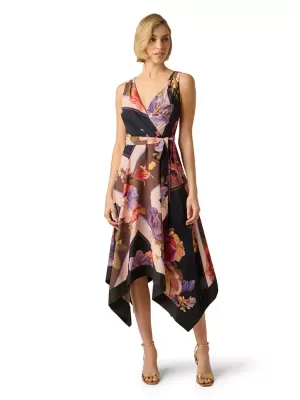 Adrianna Papell Printed Handkerchief Dress