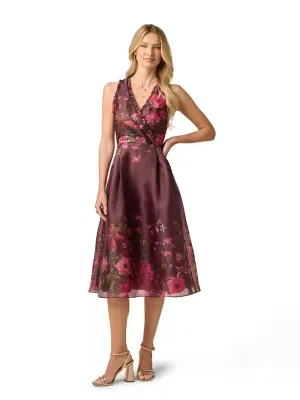 Adrianna Papell Printed Organza Midi Dress by Adrianna Papell