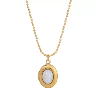 Oval Blue Lace Locket Necklace 18 In by 1928 Jewelry