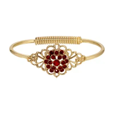 1928 Jewelry Gold Tone Diamond Shaped Filigree Crystal Hinge Bracelet by 1928 Jewelry