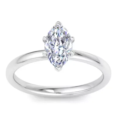 Lab Created 1 Carat Marquise Shape Lab Grown Diamond Solitaire Ring in Sterling Silver by Belk & Co