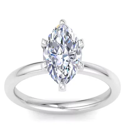 Lab Created 2 Carat Marquise Shape Lab Grown Diamond Solitaire Ring in Sterling Silver by Belk & Co