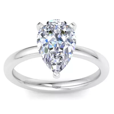 Lab Created 3 Carat Pear Shape Lab Grown Diamond Solitaire Ring in Sterling Silver by Belk & Co