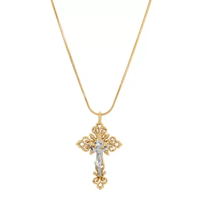 Two Tone Filigree Crucifix Necklace 18" by Symbols of Faith