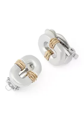 Robert Lee Morris Soho Oval Link Wire Wrapped Clip-On Earrings