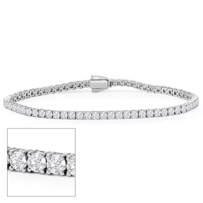 Lab Created 3 Carat Lab Grown Diamond Tennis Bracelet in Sterling Silver, 7 Inches