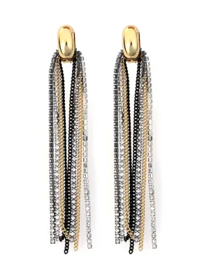 Gold Black Crystal Fringe Earrings by Belk