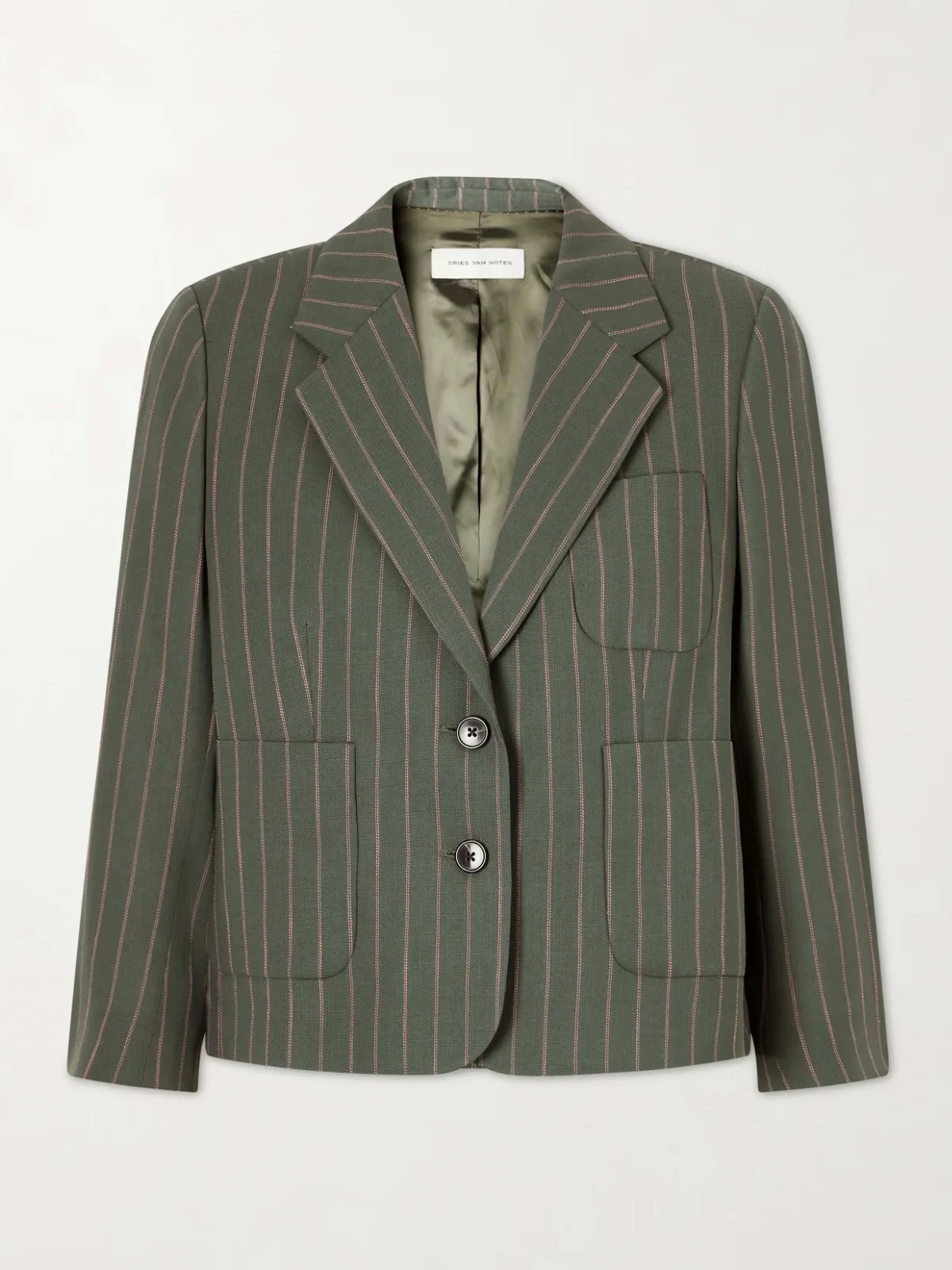 - Striped Wool-blend Twill Blazer -