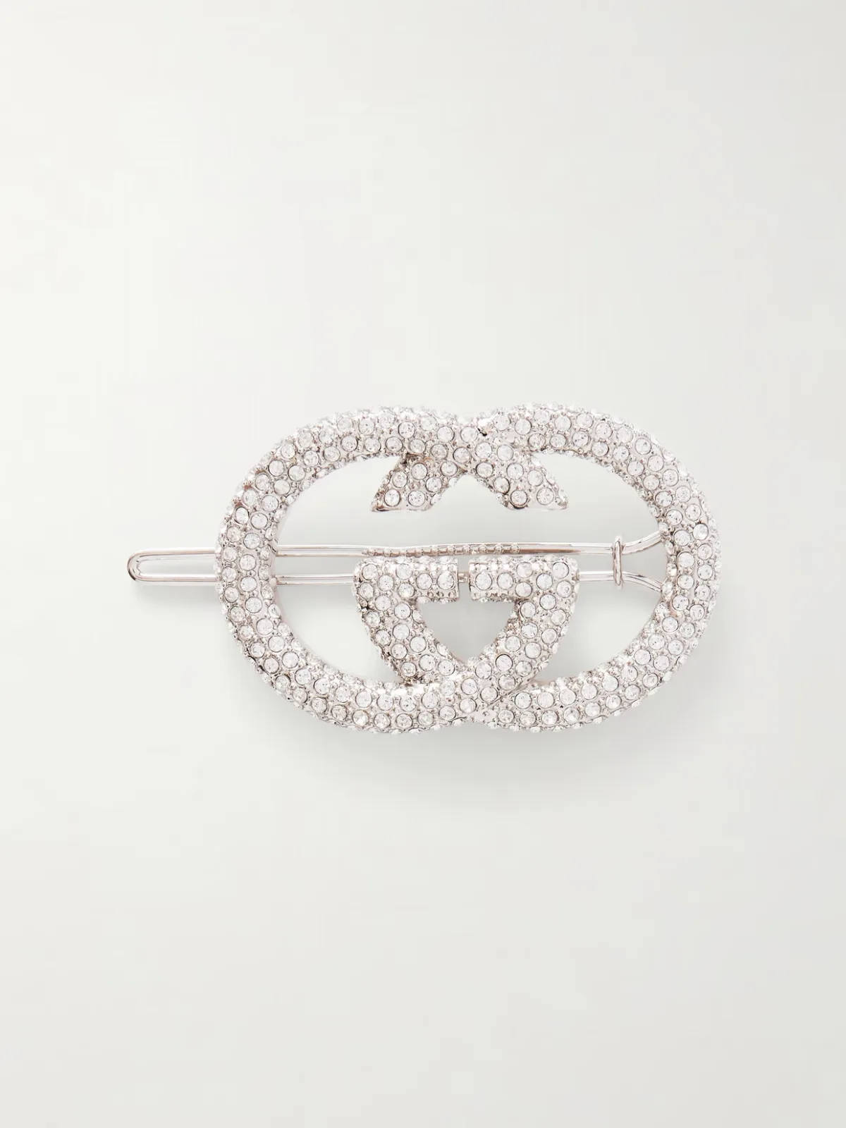 - Interlocking Gg Crystal-embellished Silver-tone Hair Clip - by Gucci