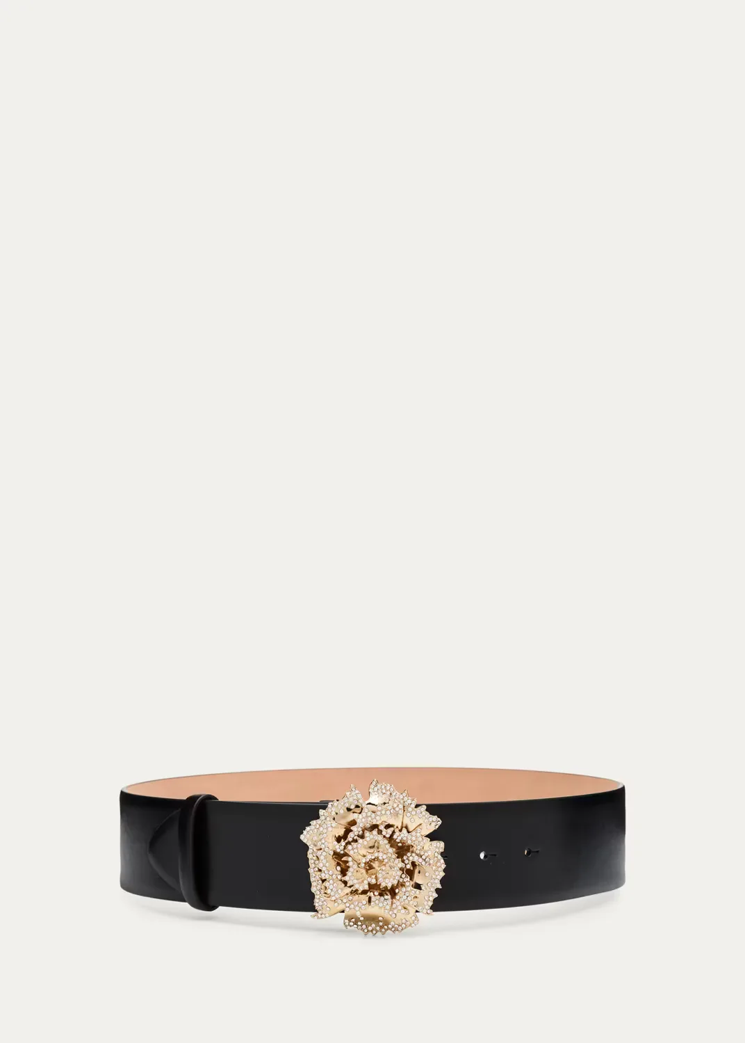 Crystal-Buckle Calf Leather Belt by McQueen