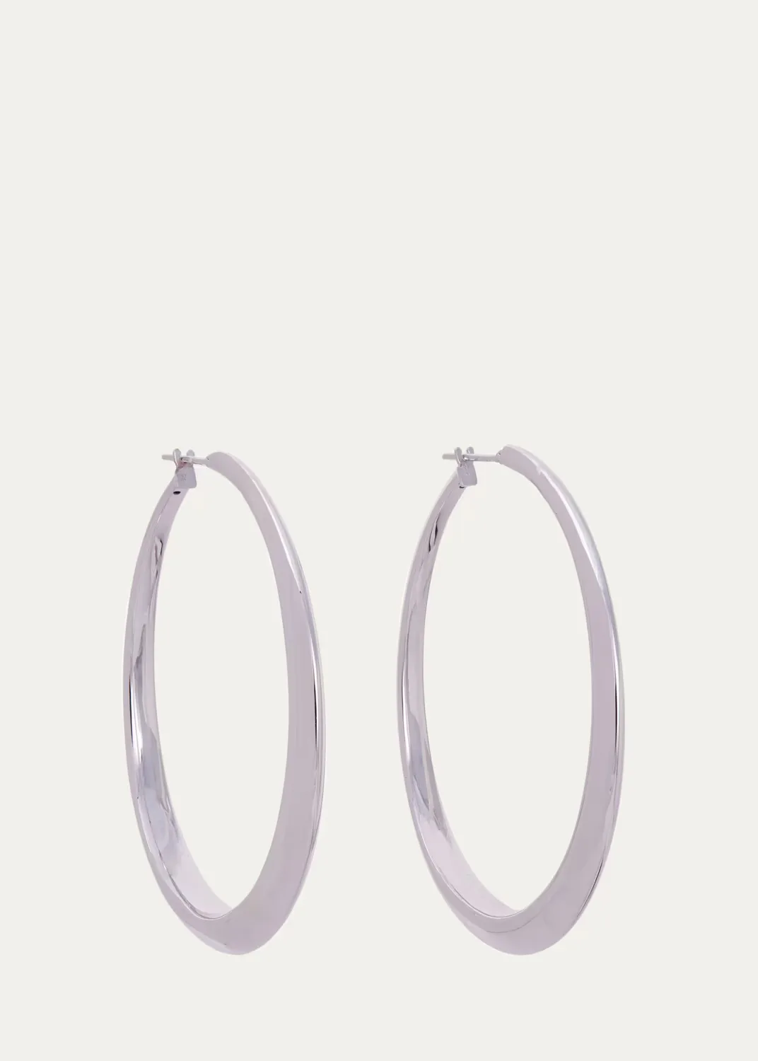18K White Gold Oval Hoop Earrings by Sidney Garber