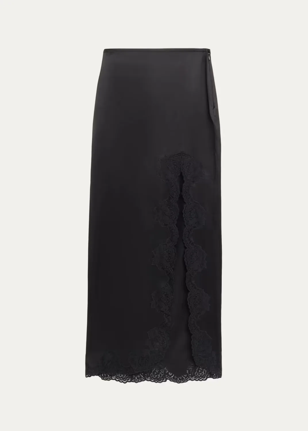 Lace-Trim Silk Satin Maxi Slit Skirt by Valentino Garavani