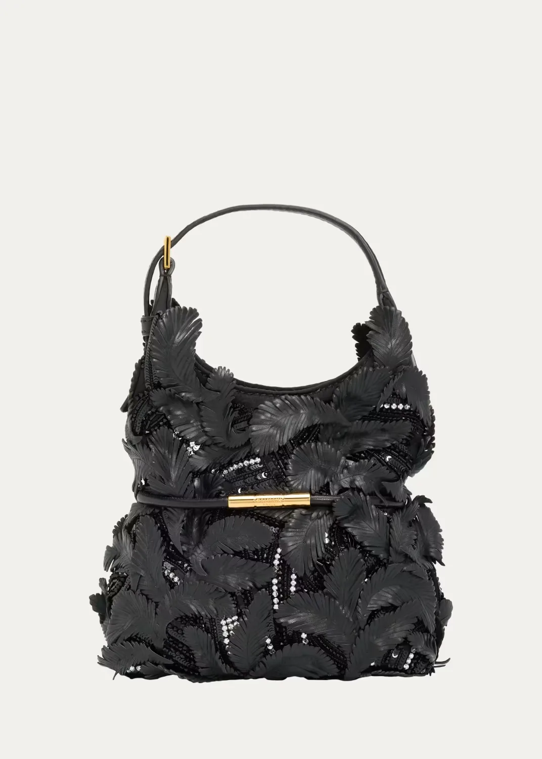 Sphynx Mini Feather Applique Top-Handle Bag by Balmain