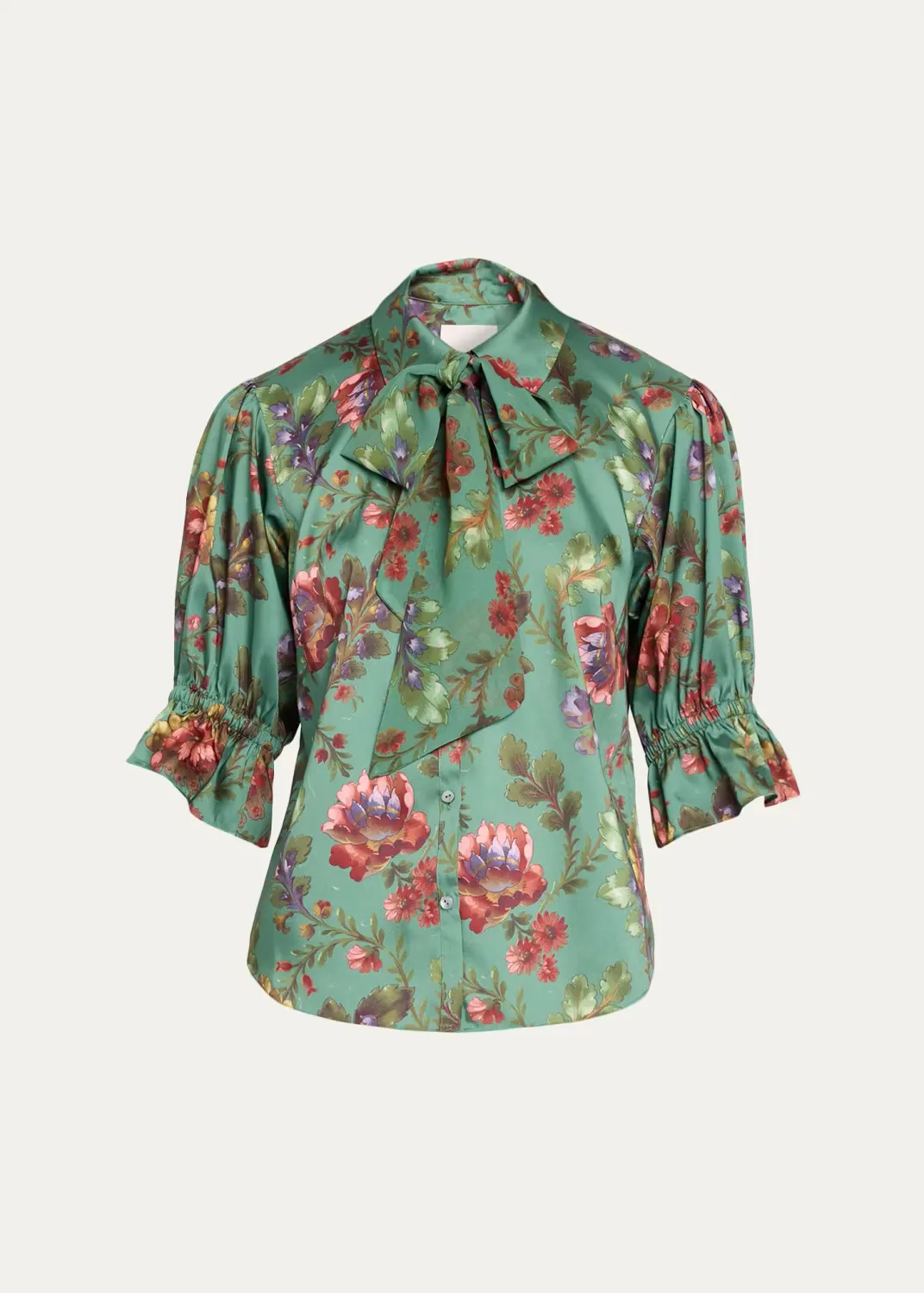 Fresco Floral Tie-Neck Blouse by Cinq  Sept