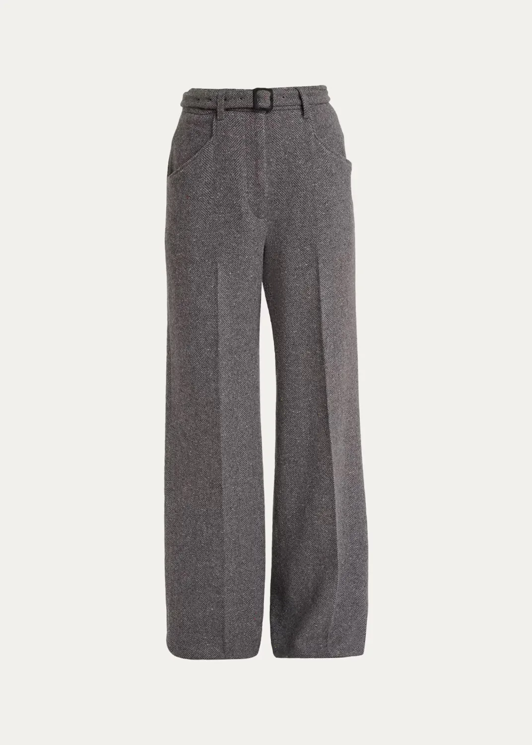 Norman Herringbone Belted Straight-Leg Pants by Gabriela Hearst