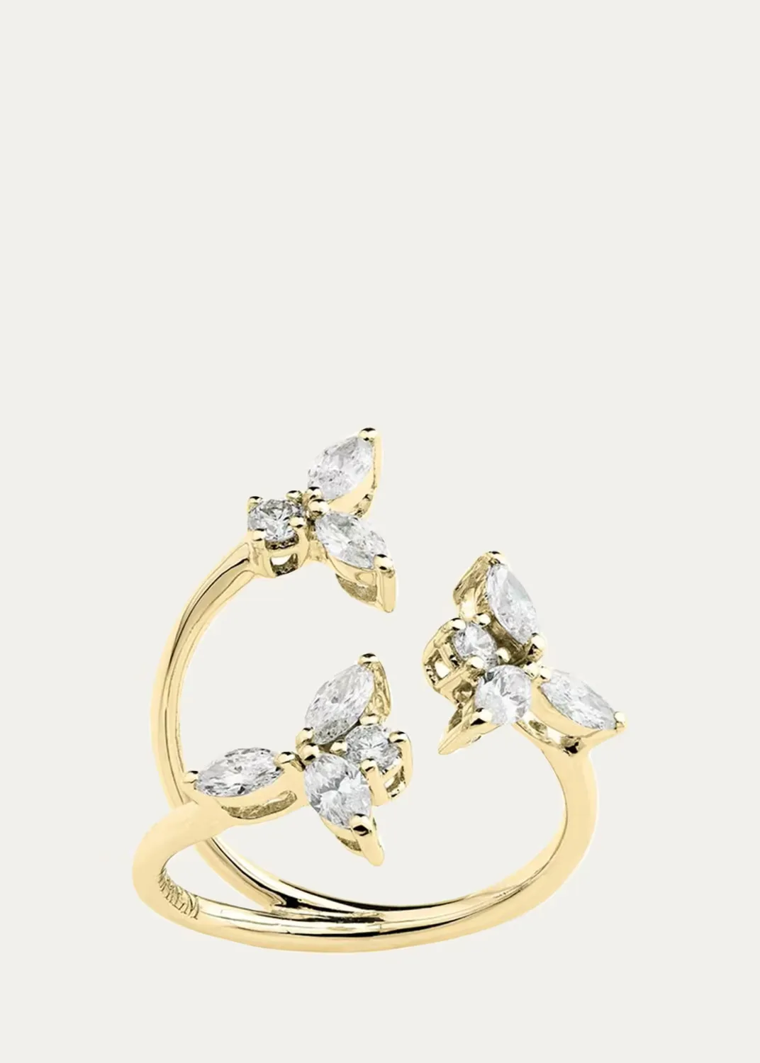 18K Yellow Gold Diamond Y-Conic Snowflake Stackable Ring by Yeprem