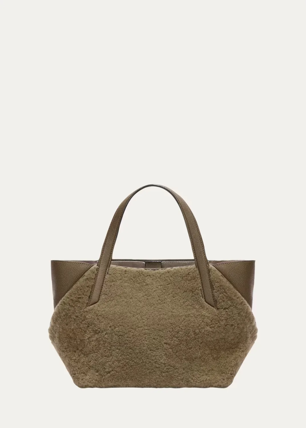 Gio Small Leather & Shearling Tote Bag by Valextra