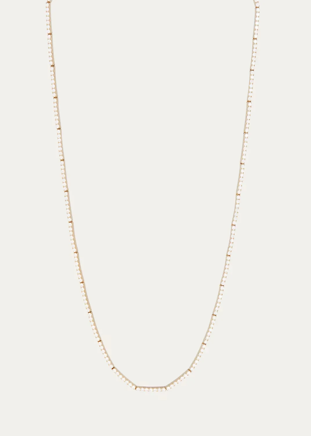 18K Yellow Gold Full Diamond Thin Lyra Necklace, 15L