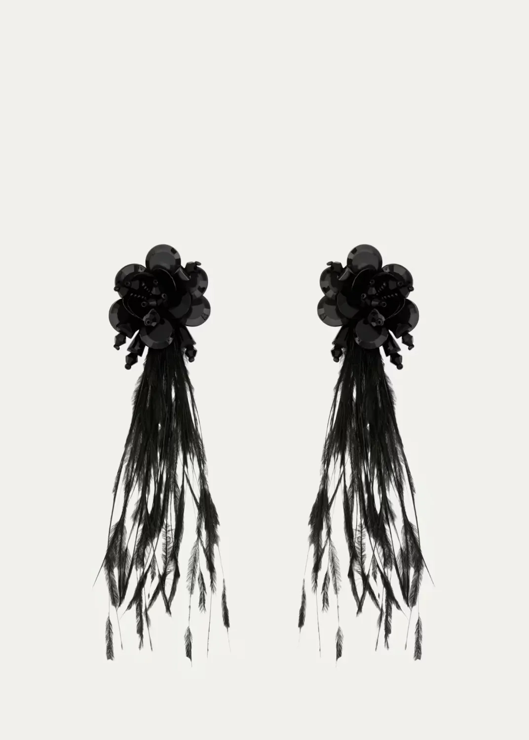 Feather Fringe Earrings by Oscar de la Renta