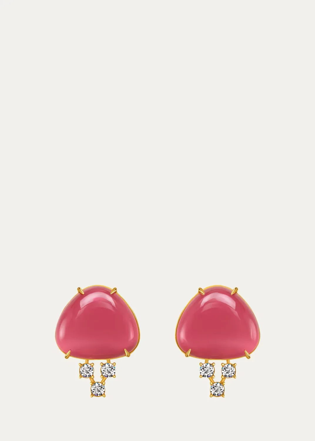 Cabochon Stud Crystal Earrings
