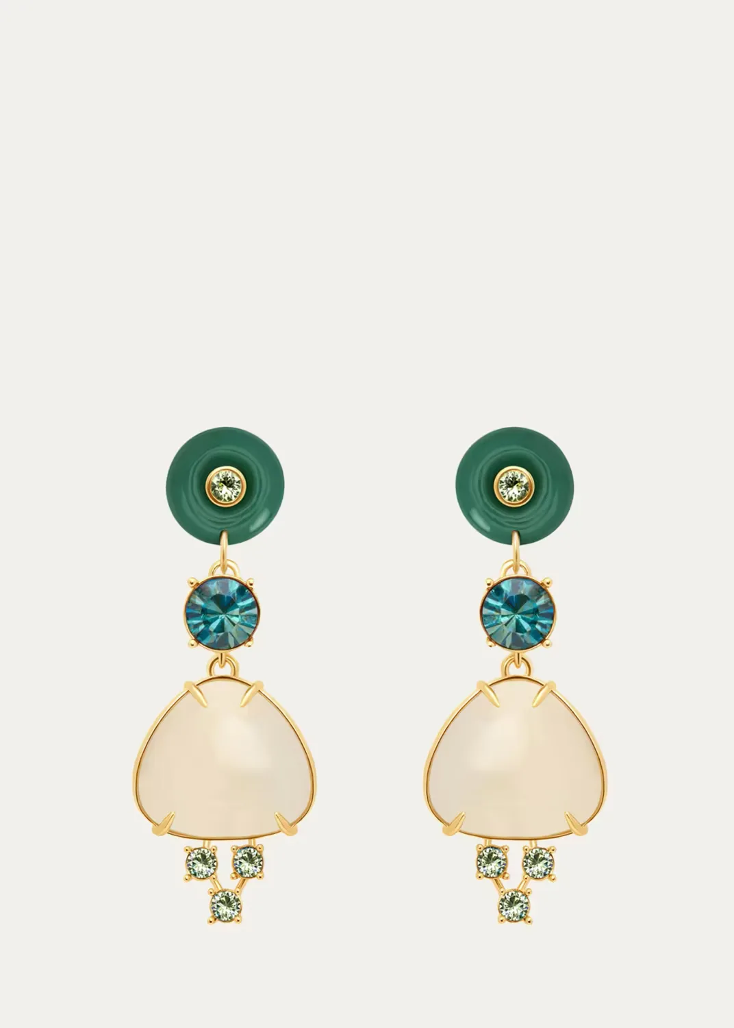 Cabochon Drop Crystal Earrings