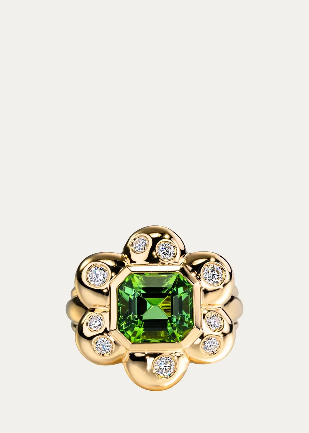 18K Yellow Gold, 0.40 TCW Diamond & Tourmaline Ring by Boochier