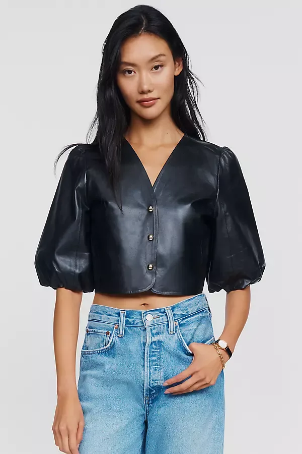 Franka Leather Puff Sleeve Jacket by Lamarque