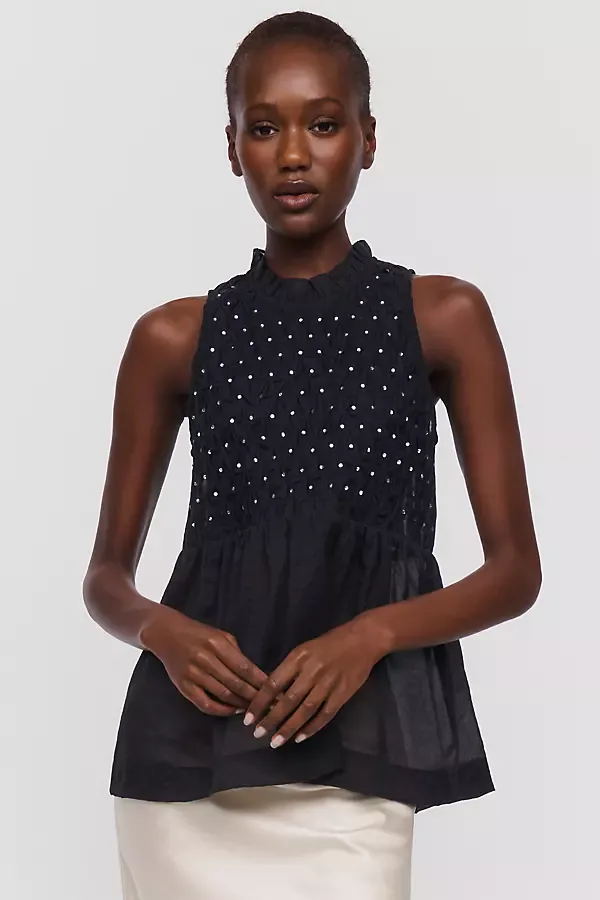 Kiele Cotton Blend Halter Peplum Blouse by a.ren