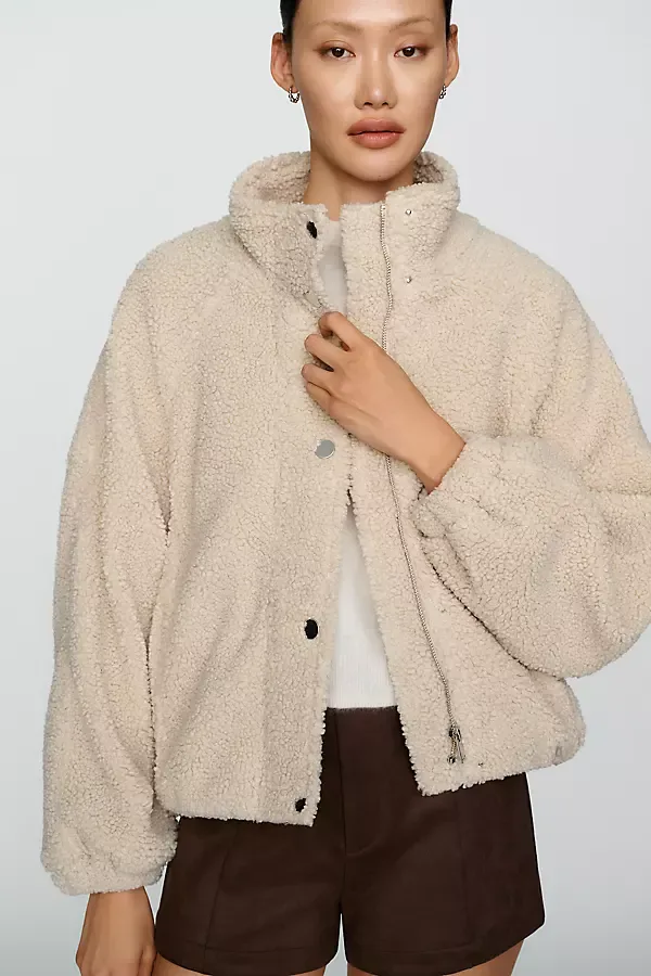 Sherpa Fleece Funnel Neck Jacket by RD Style