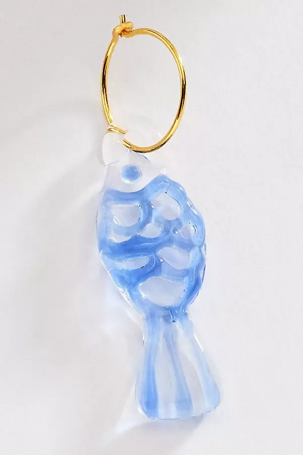 Levens Fish Charm Hoop Earrings by Levens Jewels