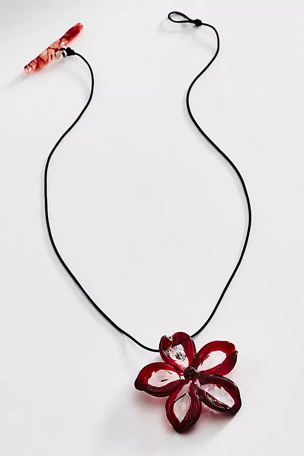Levens Glass Hibiscus Pendant Necklace by Levens Jewels