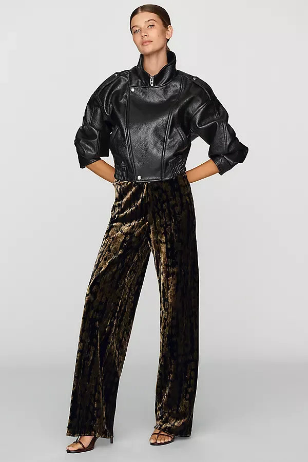 Velvet High-Rise Wide-Leg Pants