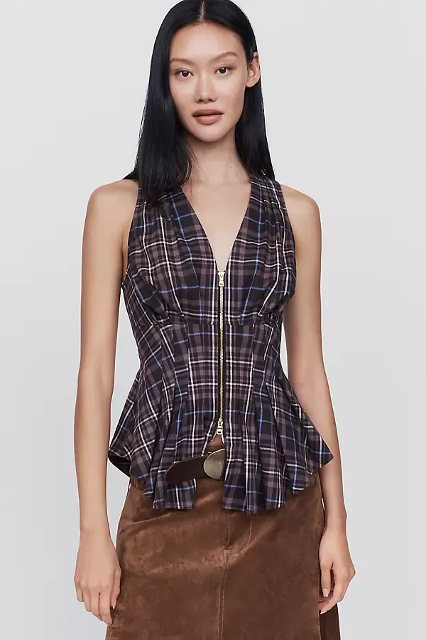 Viki Zip-Front Peplum Top by Maeve