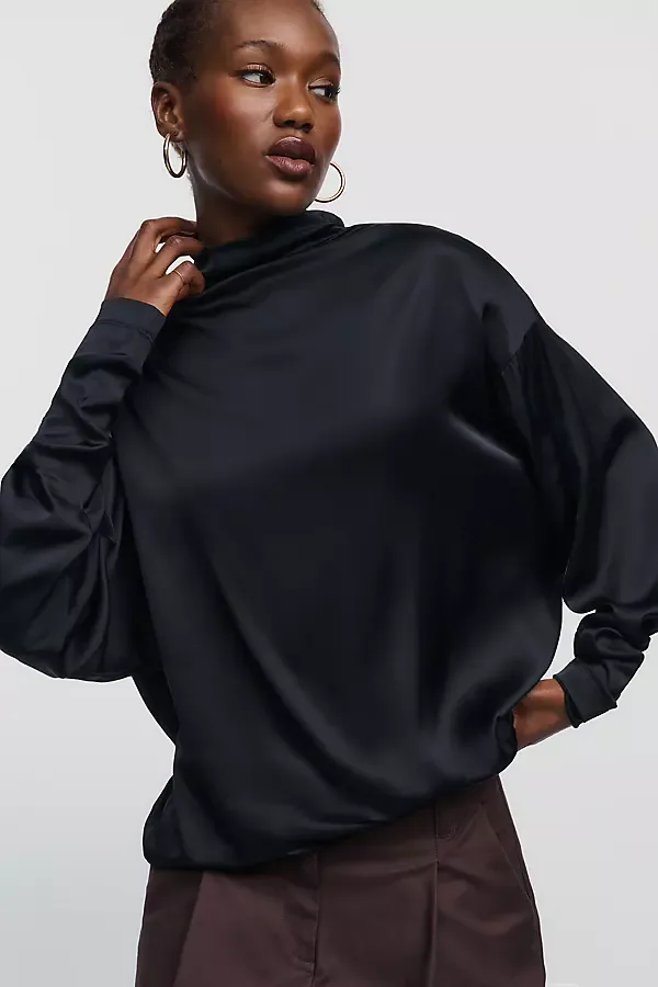 Bryony Satin Turtleneck Top by AGOLDE